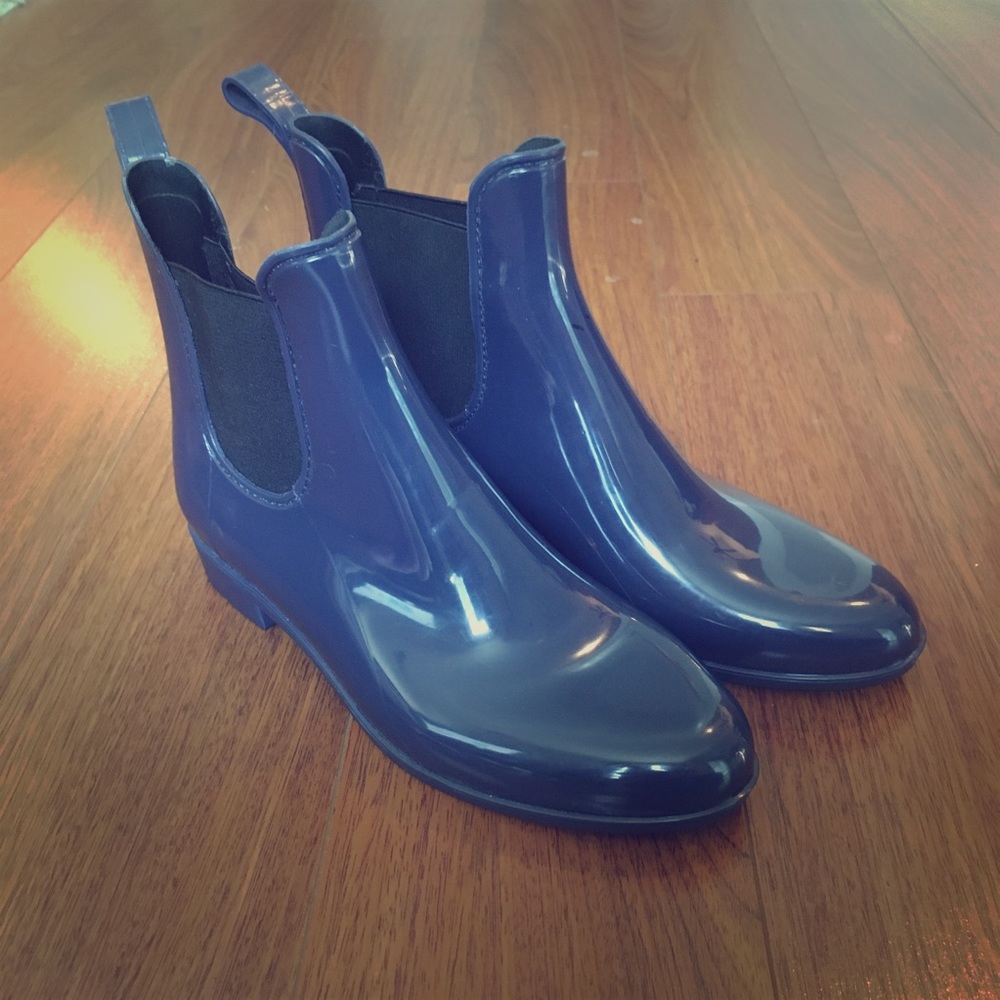 J. Crew Navy Chelsea Rainboots Size 8